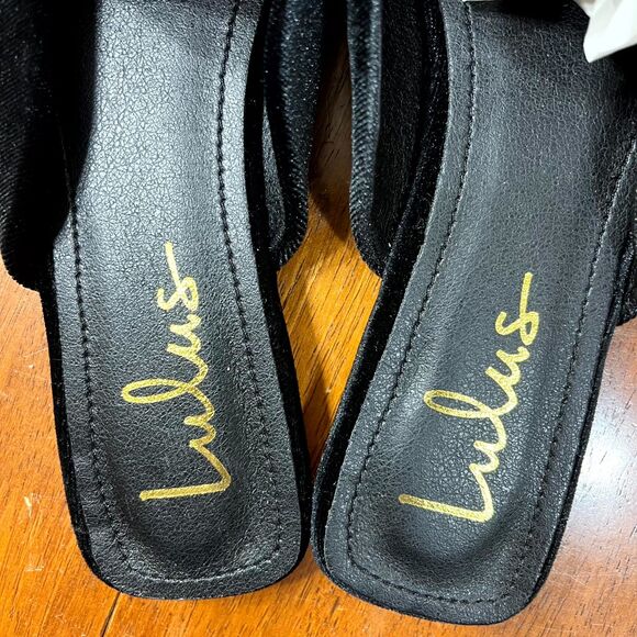 Lulu's Maggy Black‎ Velvet Embroidered Square-Toe Loafer Slides Size 9 - Picture 12 of 15